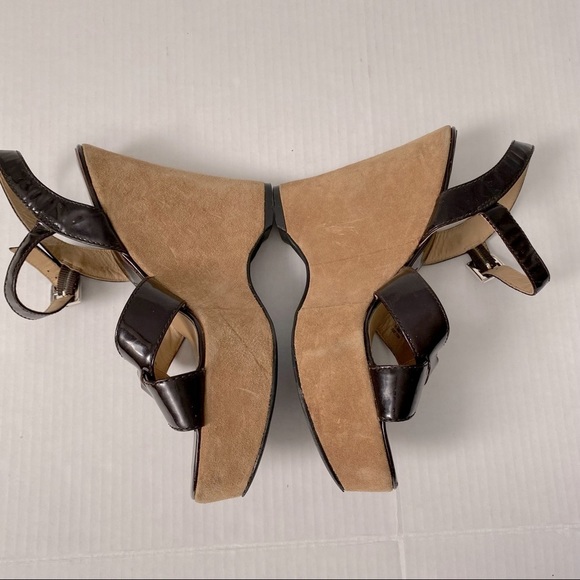 Michael Kors brown shiny wedge platform sandals - 7.5 - Picture 5 of 8